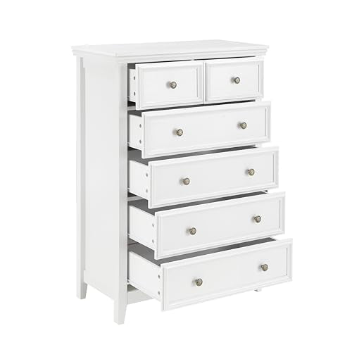 White 6 Drawer Dresser with Metal Handles R134