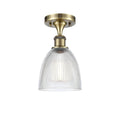 1-Light Antique Brass Semi-Flush Mount with Clear Glass X402244
