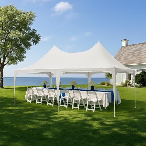 White 26x19ft Heavy Duty Canopy Tent with 8 Removable Sidewalls N4796