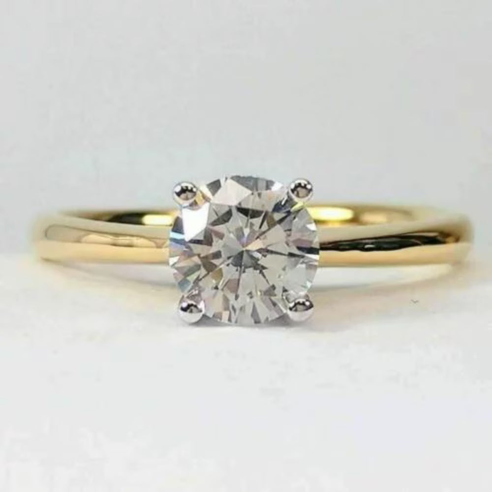14K Yellow Gold Plated Moissanite Solitaire Ring X78827