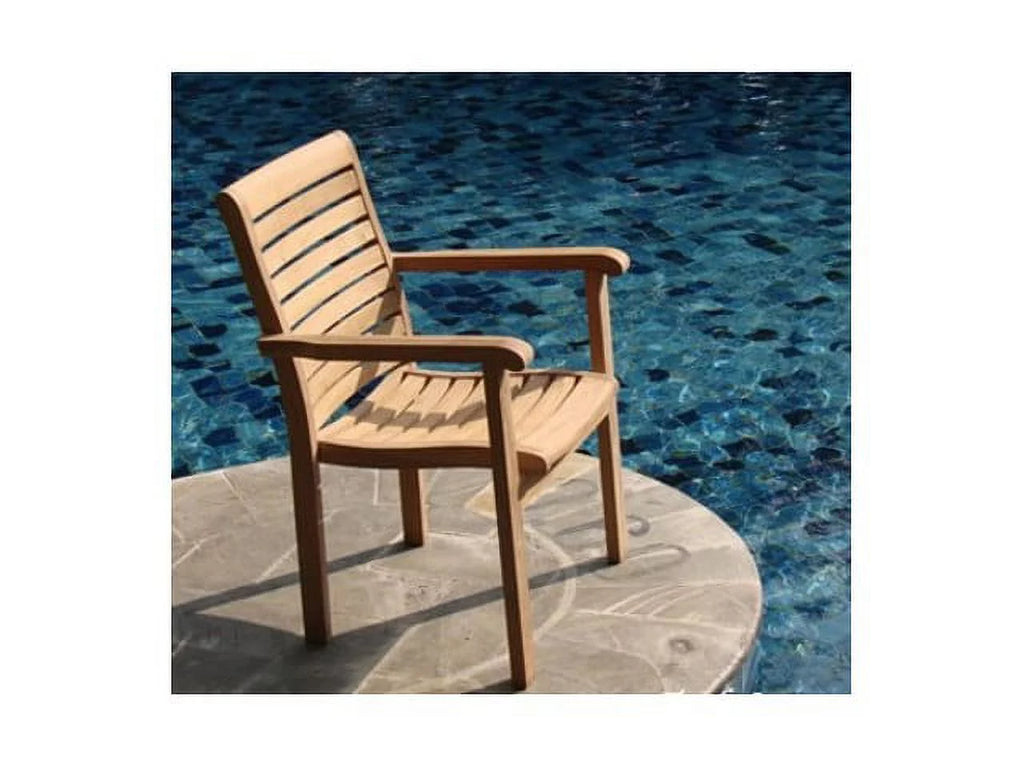 11 Pc Teak Dining Set with 10 Stacking Arm Chairs B34910