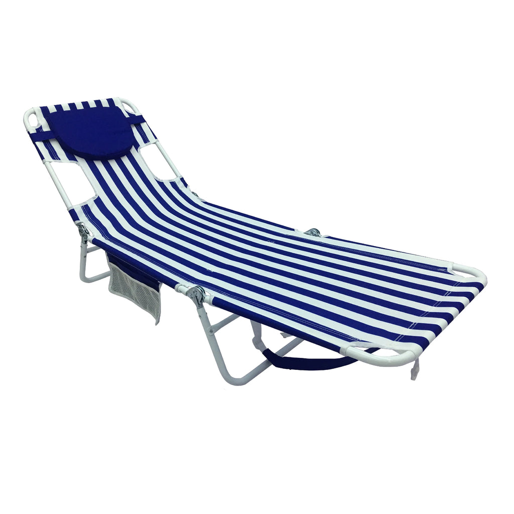 Blue & White Stripe Folding Beach Lounger 2-Pack P113123