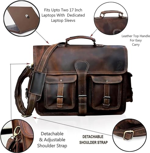 Dark Brown Leather Briefcase Crossbody Bag M664070