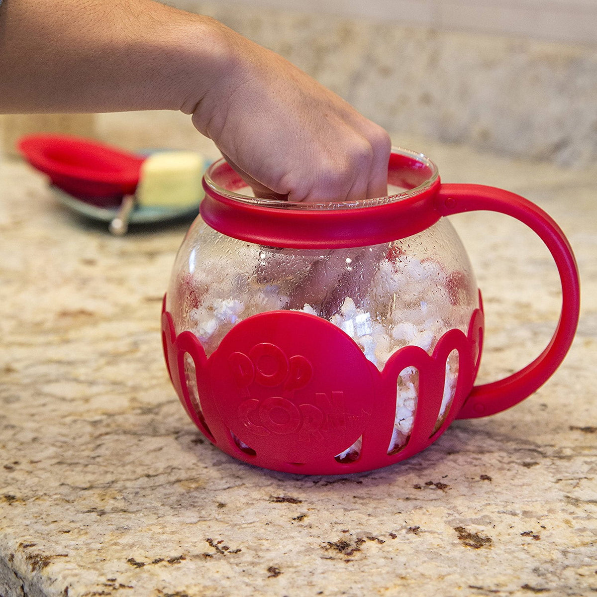 3QT Microwave Popcorn Popper with Glass Lid U515549