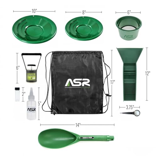 14pc Lightweight Gold Panning Kit with Rubber Sluice Box D905