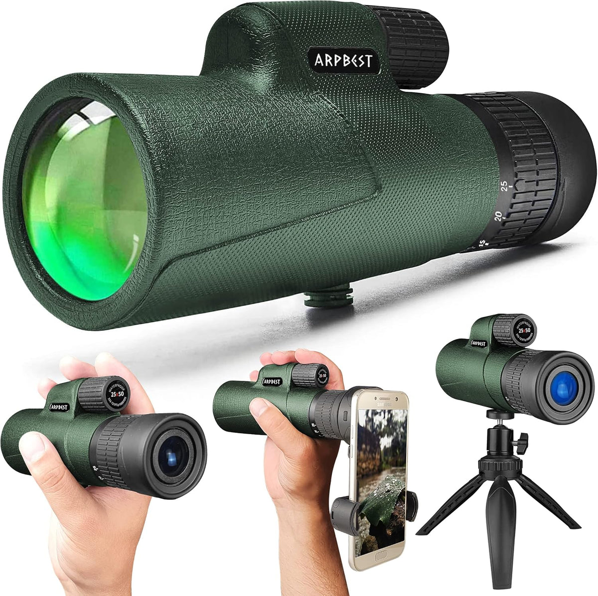 25X50 High Definition Monocular Telescope with Smartphone Holder & Tripod L120365