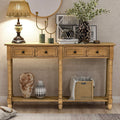 Old Pine Solid Wood Console Sofa with Two Storage Drawers and Bottom Shelf Q662995