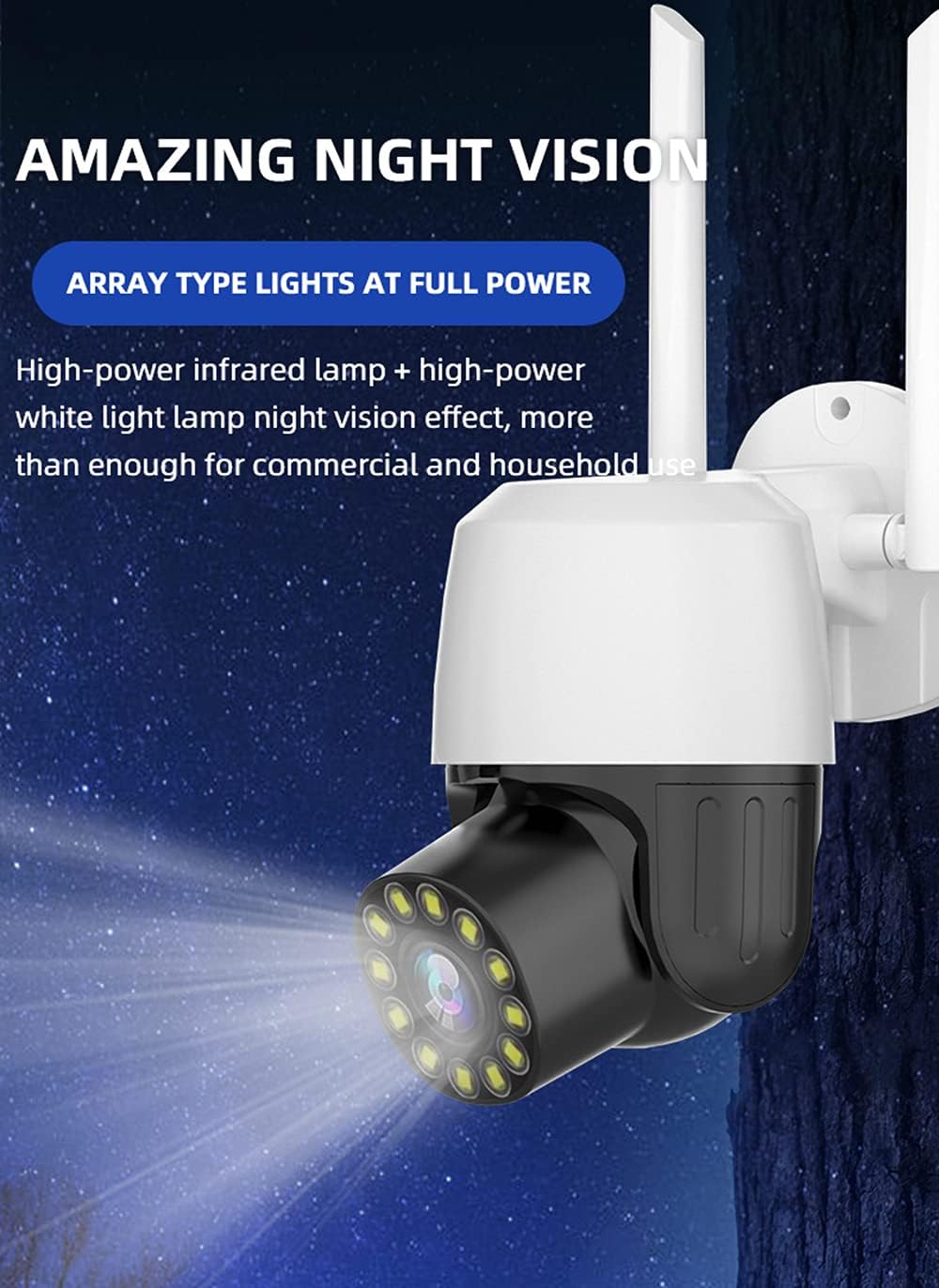 Wireless Outdoor Camera with 10x Zoom, Two Way Audio, Motion Detection, 1080P Full Color Night Vision U7424