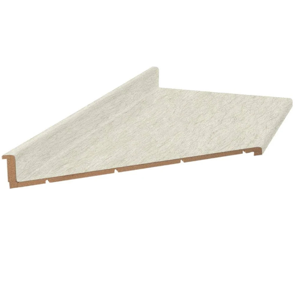 10 ft. Laminate Countertop with Left Miter in White Cascade with Tempo Edge and Integrated Backsplash C12328