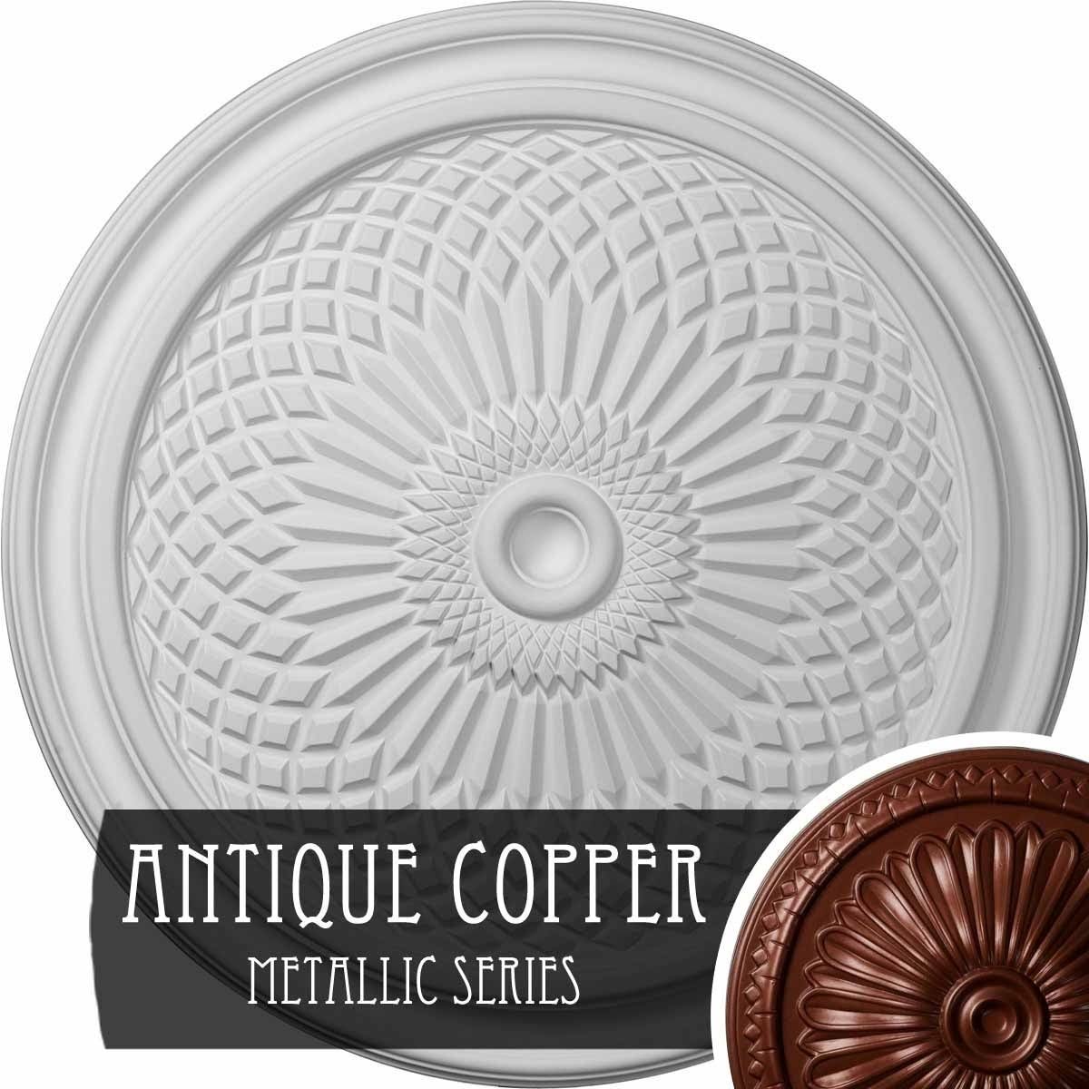 22x22 Hand-Painted Antique Copper Ceiling Medallion L824