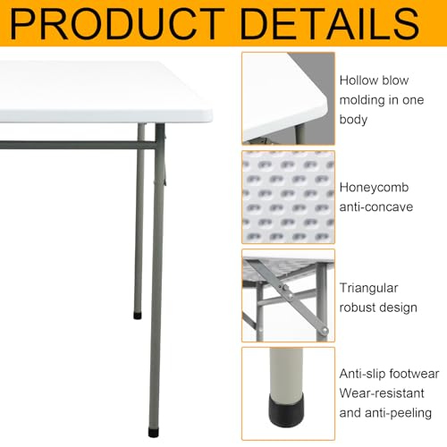 White 3ft Rectangular Plastic Folding Table D60068