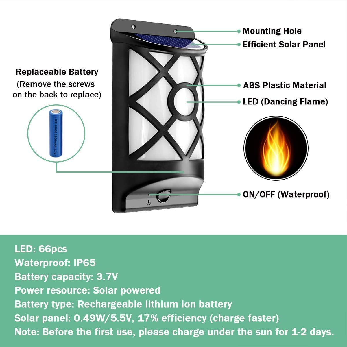 Solar Flame Lights Outdoor 6 Pack Z5000