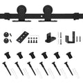 7.5ft Single Mini Sliding Barn Door Hardware Kit Black H73862