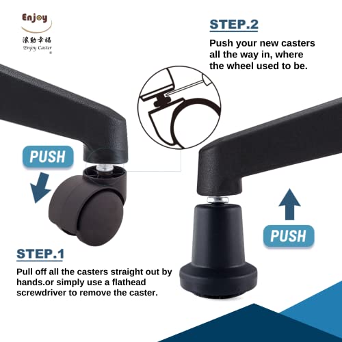 2.5 Inch Office Chair Casters with Dual Injection Polyurethane Wheels W29971
