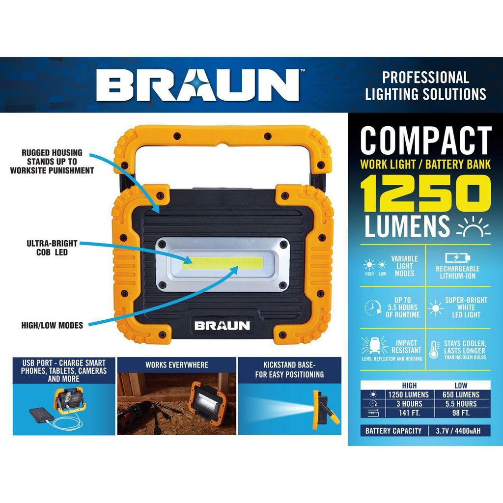 1250 Lumen LED Rechargeable Work Light M3291