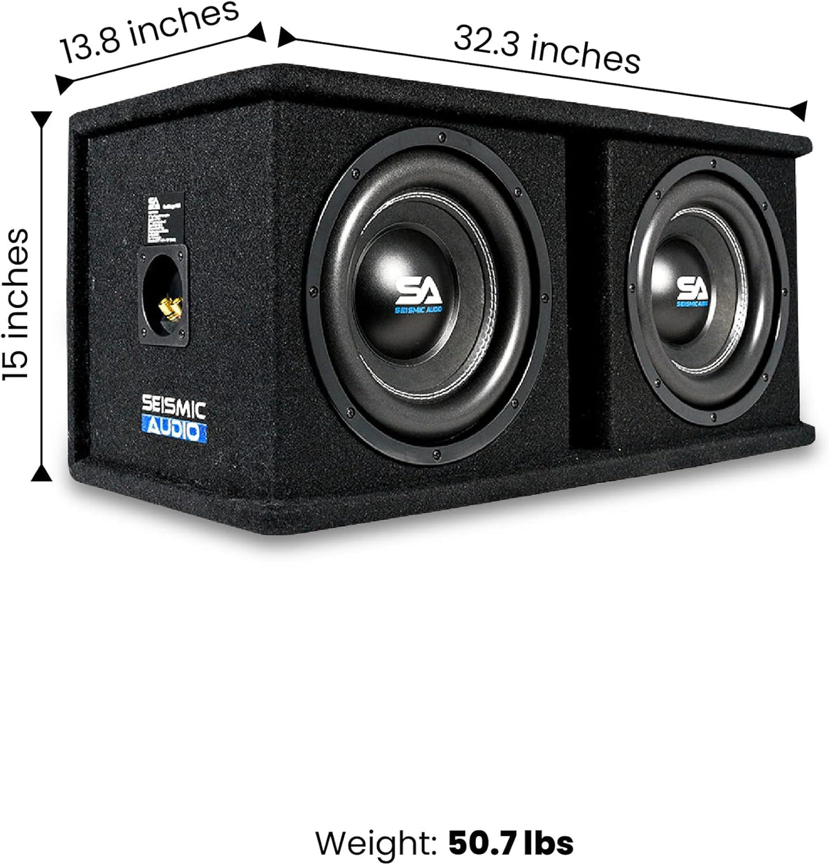 Dual 12 Inch 2400 Watt Car Audio Subwoofer Box Enclosure with Rear Vent L53475
