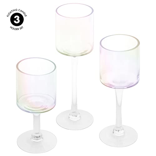 Tall Candle Holder Set Of 3 Clear Glass Y3813