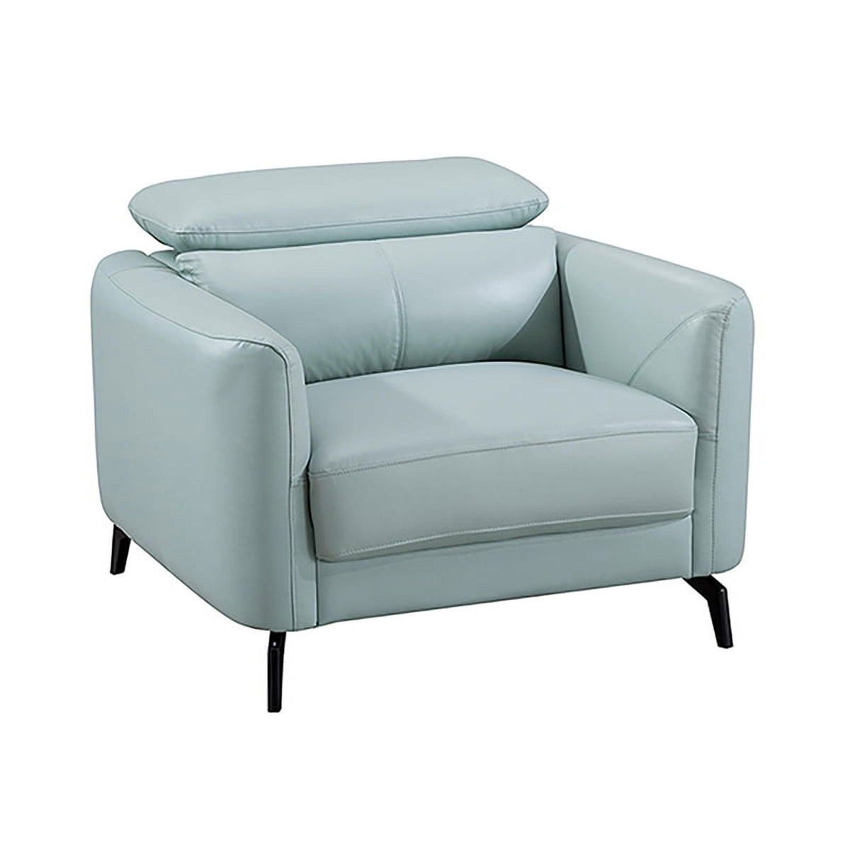 Genuine Leather Accent Chair in Light Teal C36047