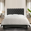 Natural Upholstered Bed Frame with Button Tufting Headboard, Twin H30408