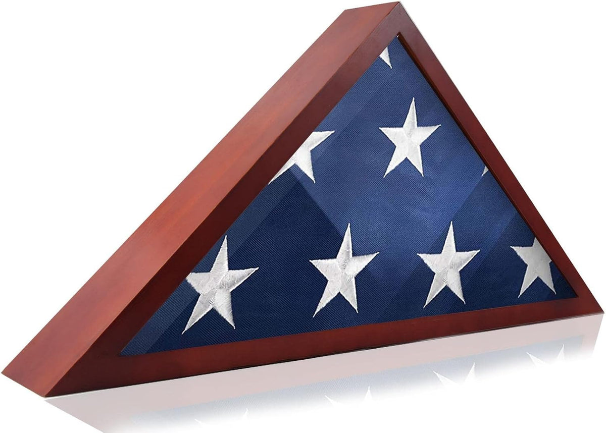 Solid Wood Wall Mounted Flag Display Case Z828