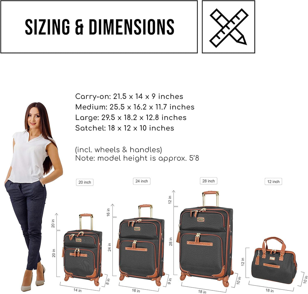 Lightweight Softside Expandable 20 Inch Carry On Bag with 4-Rolling Spinner Wheels N926