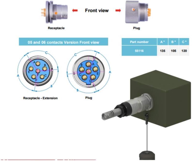Military Audio Connector 5 Pin Male Female Set I254389