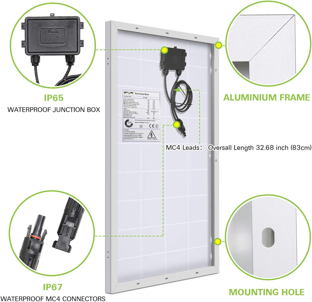 100 Watt 12 Volt Monocrystalline Solar Panel Starter Kit D794