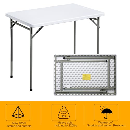 White 3ft Rectangular Plastic Folding Table D60068