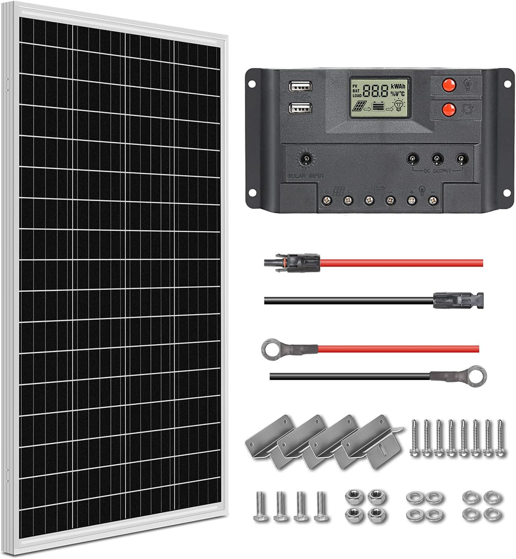 100 Watt 12 Volt Monocrystalline Solar Panel Starter Kit D794
