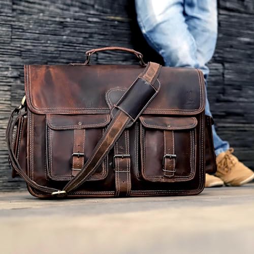 Dark Brown Leather Briefcase Crossbody Bag M664070