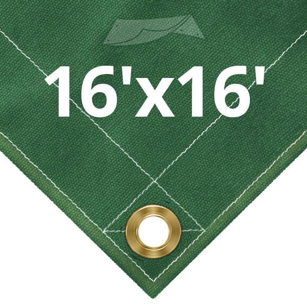 10 oz Green Canvas Tarps 16' x 16' L969
