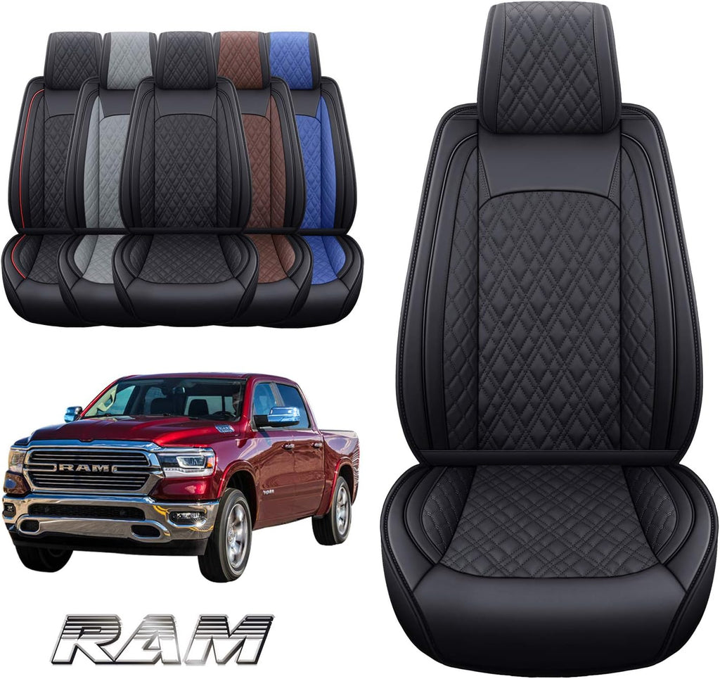 Black-Brown Waterproof Leather Car Seat Covers Full Set Q320078