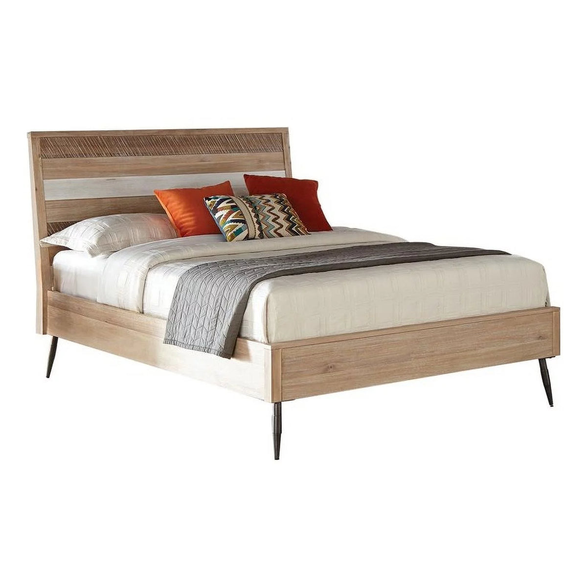 Brown Wood Eastern King Platform Bed Y726