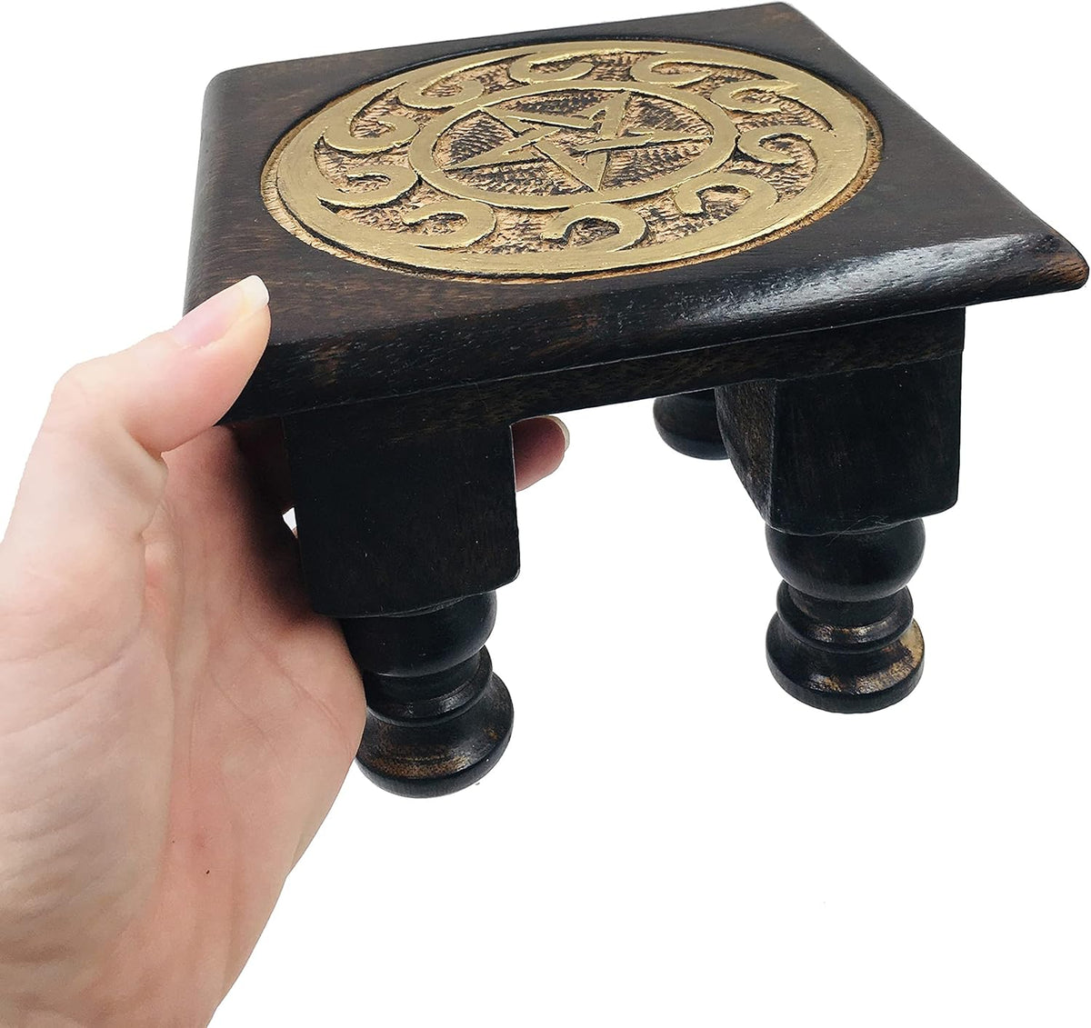 Painted Black Carved Wooden Altar Table with Gold Design Z3529