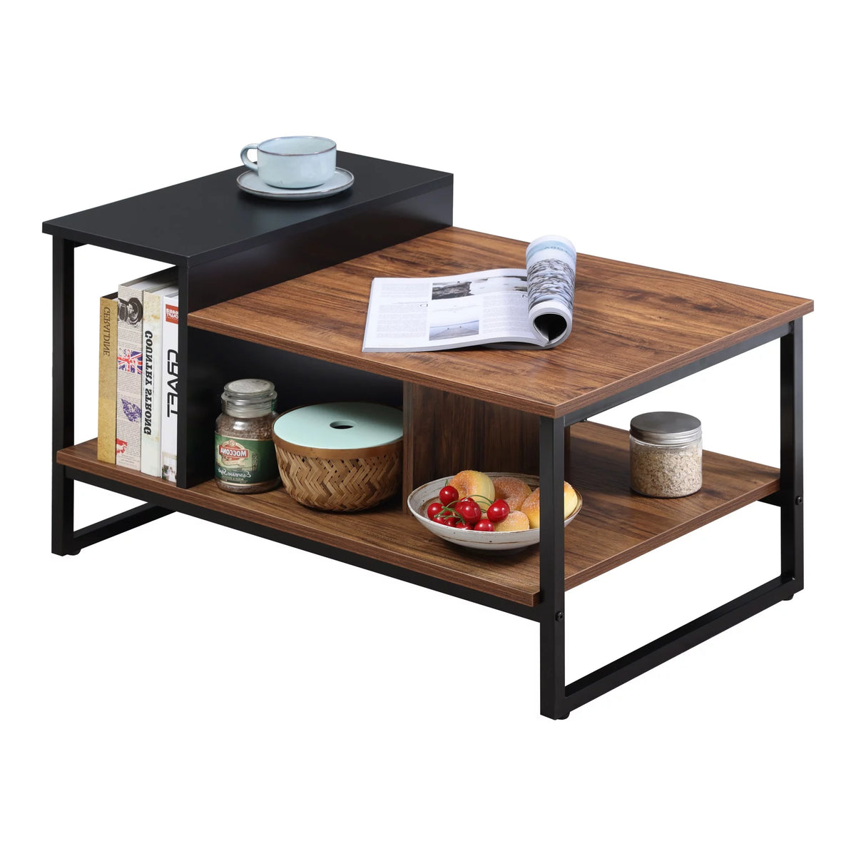 Industrial Wood and Metal Rectangle Coffee Table E66390