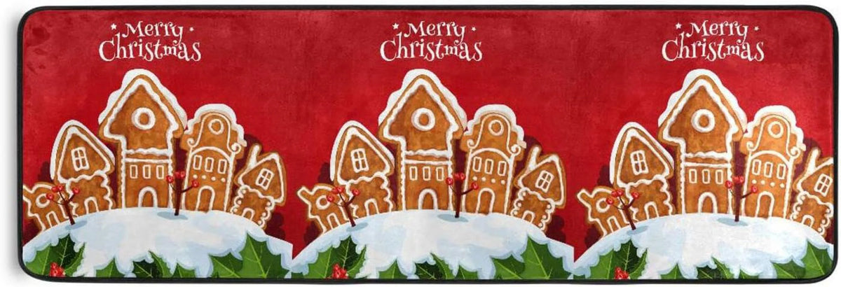 2'x6' Christmas Gingerbread House Runner Rug with Rubber Backing L128