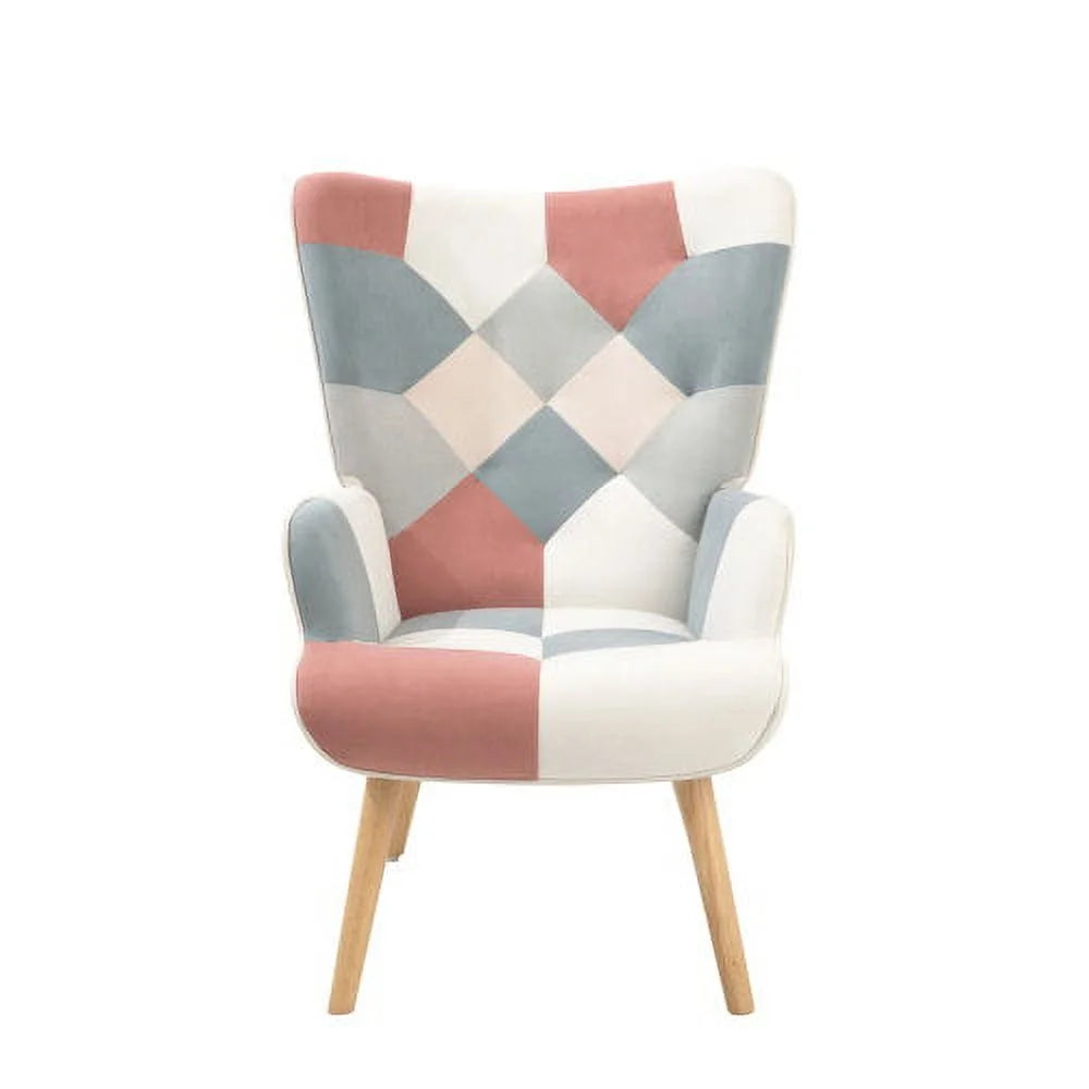 Pink Accent Chair with Ottoman T85906