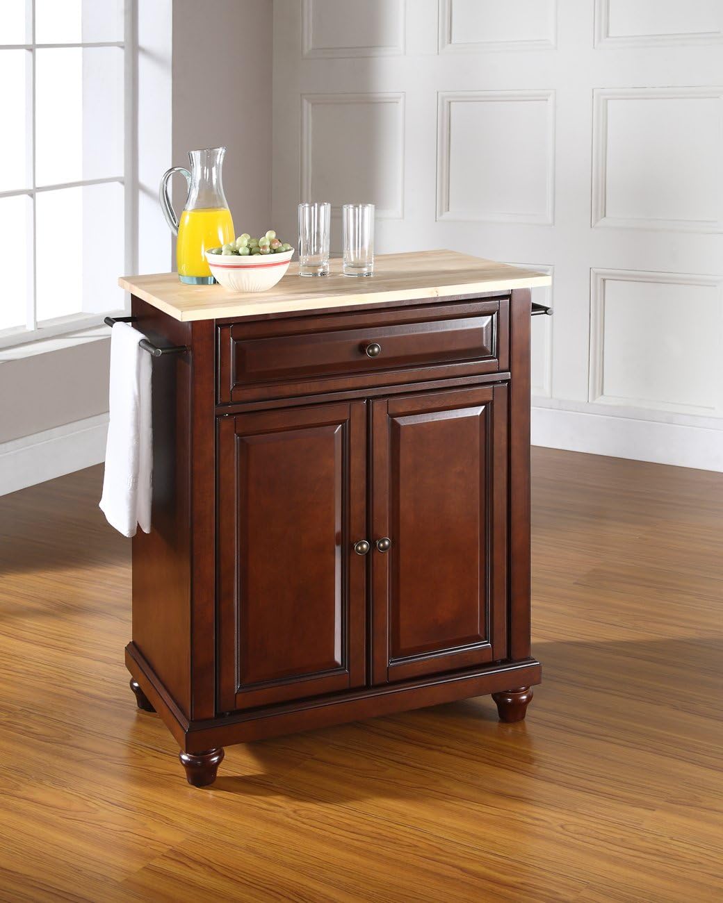 White Kitchen Island with Solid Gray Granite Top F51950