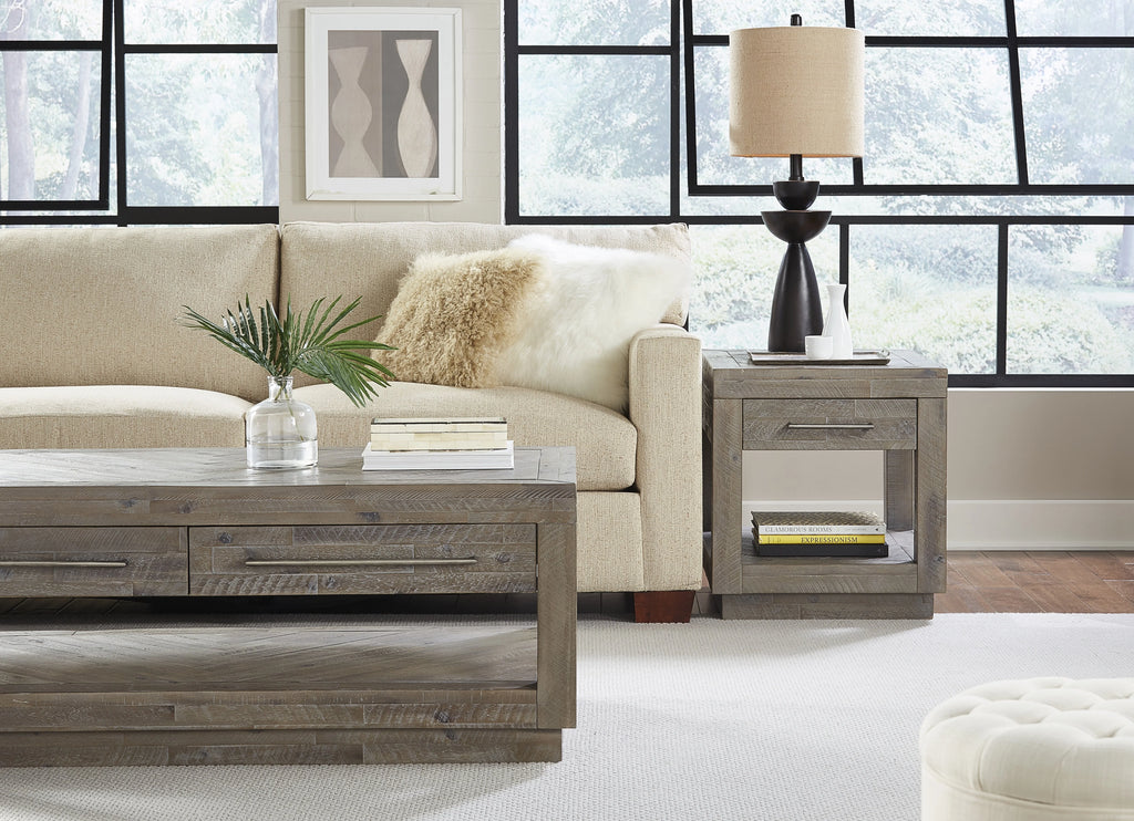 3PC Rectangular Coffee, End & Console Table in Rustic Latte Q25291
