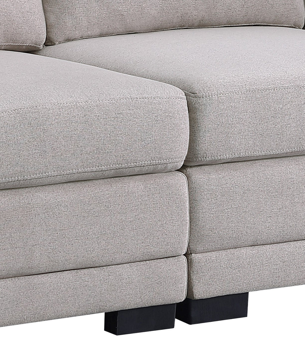 Light Gray Linen Reversible Sectional Sofa with 2 Ottomans O706