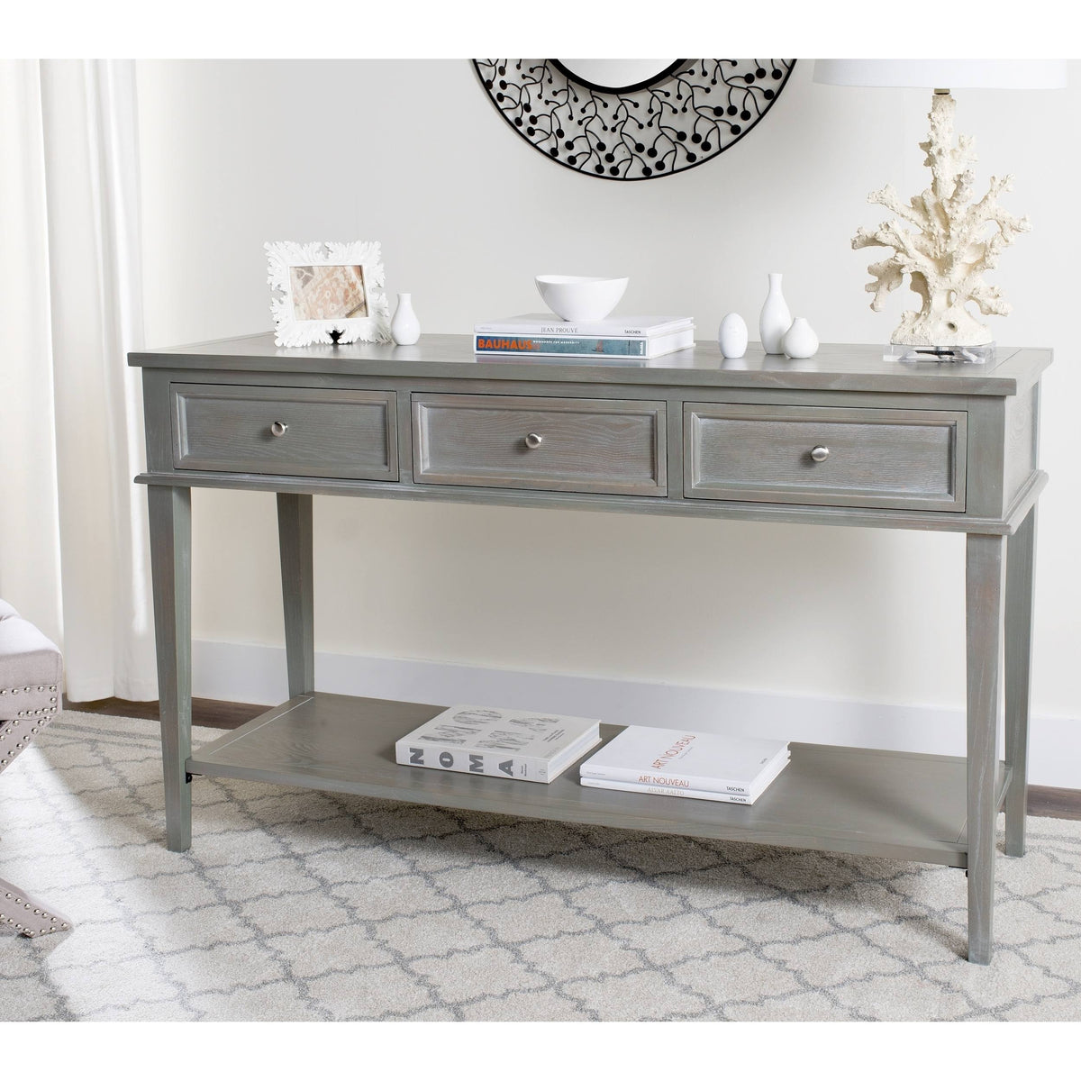Ash Grey Console with Storage Drawers C943