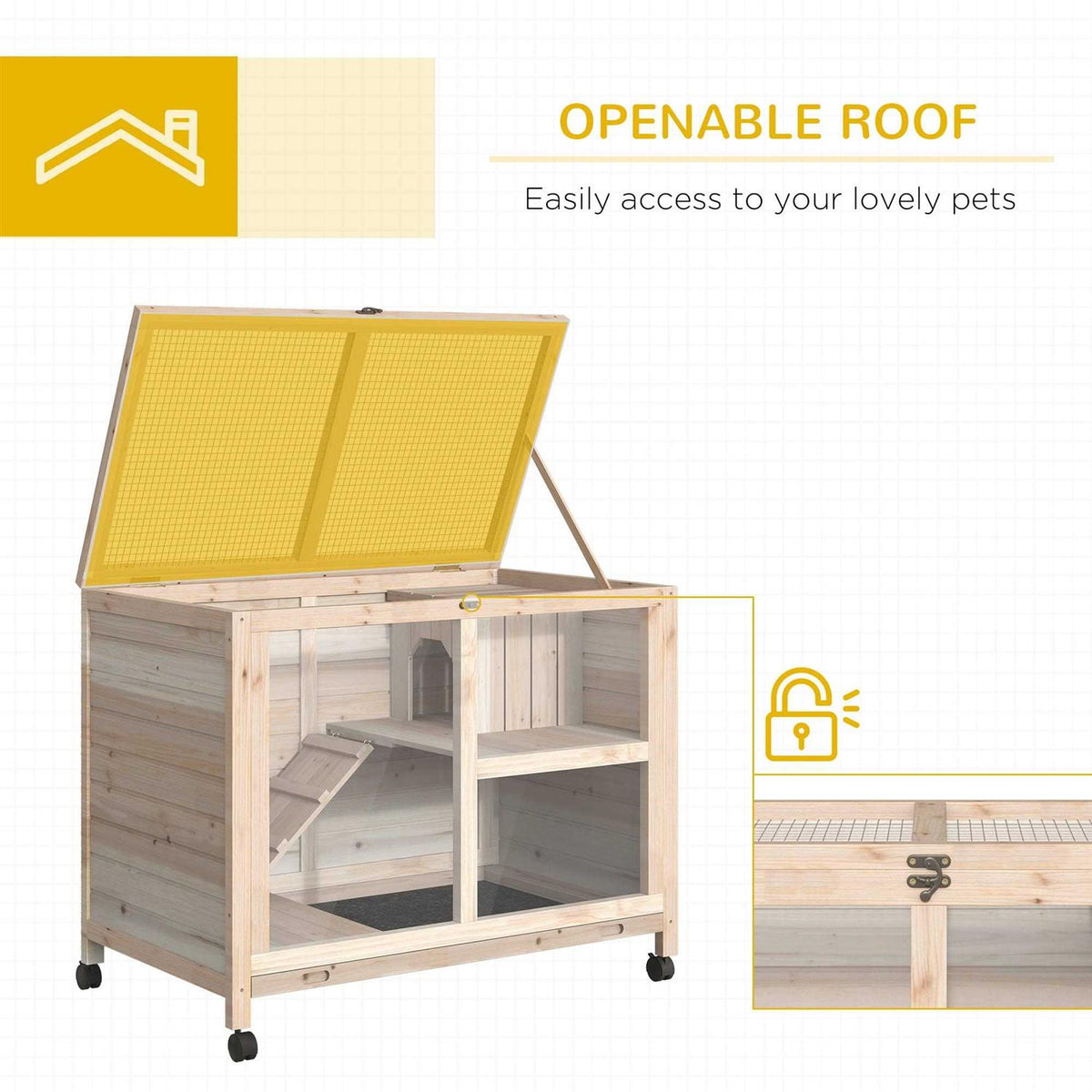 2-Story Wooden Rabbit Hutch F9381