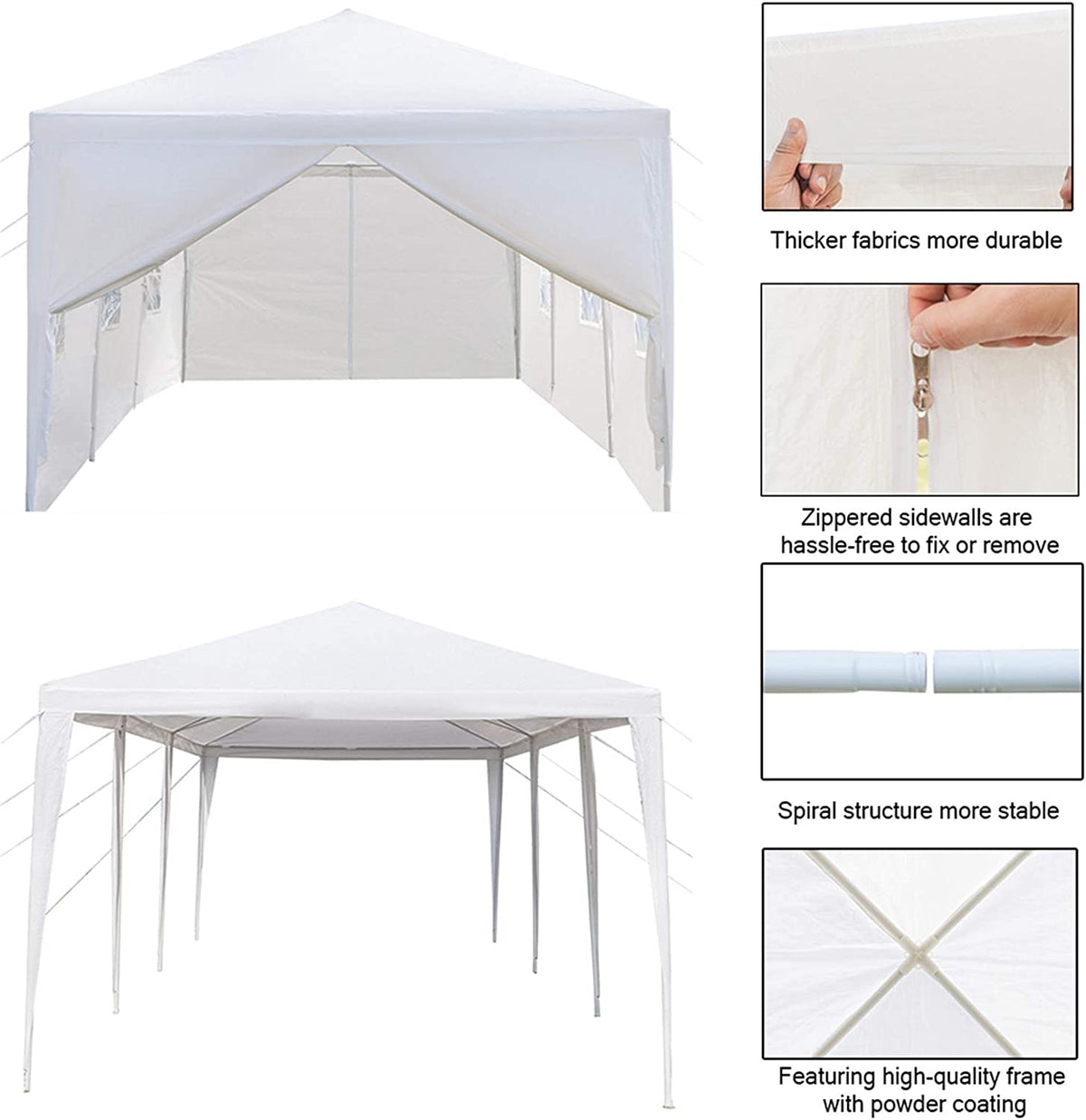 10'x30' Waterproof Canopy Tent with 8 Removable Sidewalls O52842