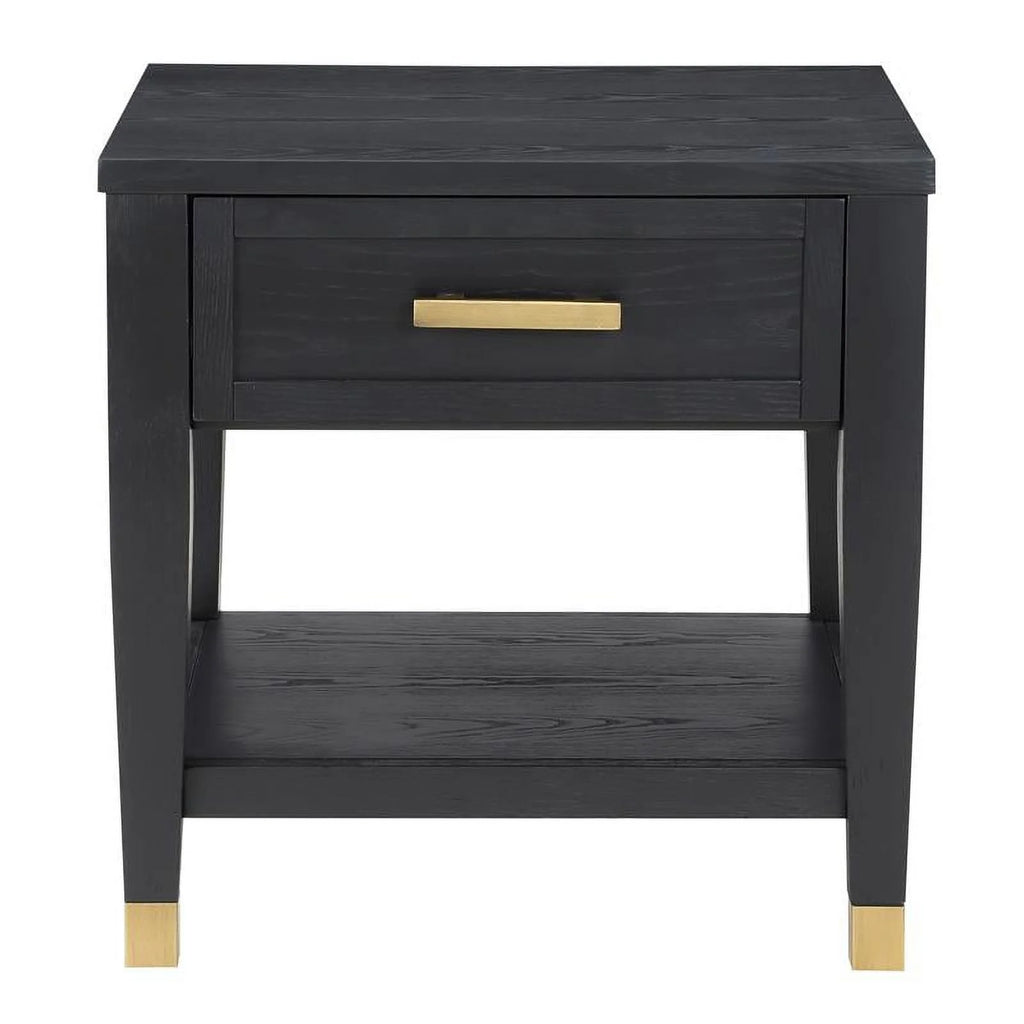 Rubbed Charcoal Wood 1-drawer End Table I9081