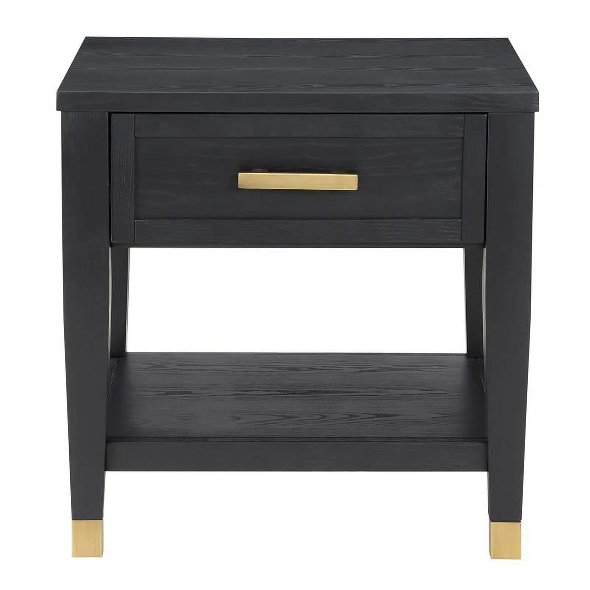 Rubbed Charcoal Wood 1-drawer End Table I9081