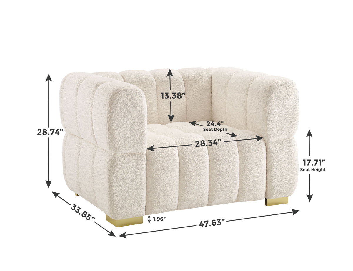 White Button-Tufted Armchair B835