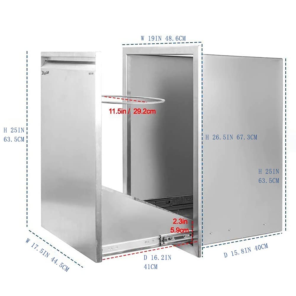Stainless Steel Drawer W16XD18XH22.3 Inches C975