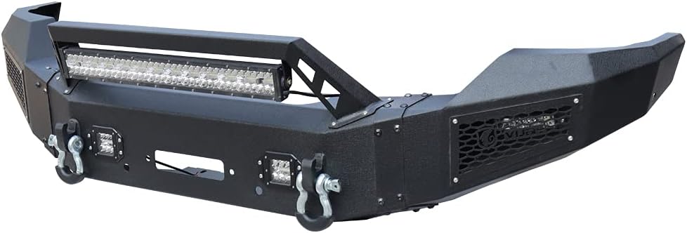 Black Texture Front Bumper with 5 LED Aluminum Lights and Winch Plate I76271