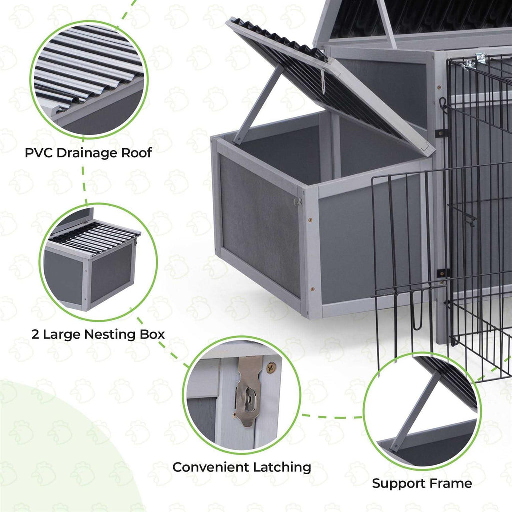 Outdoor Wooden Chicken Coop with Waterproof Roof U992760
