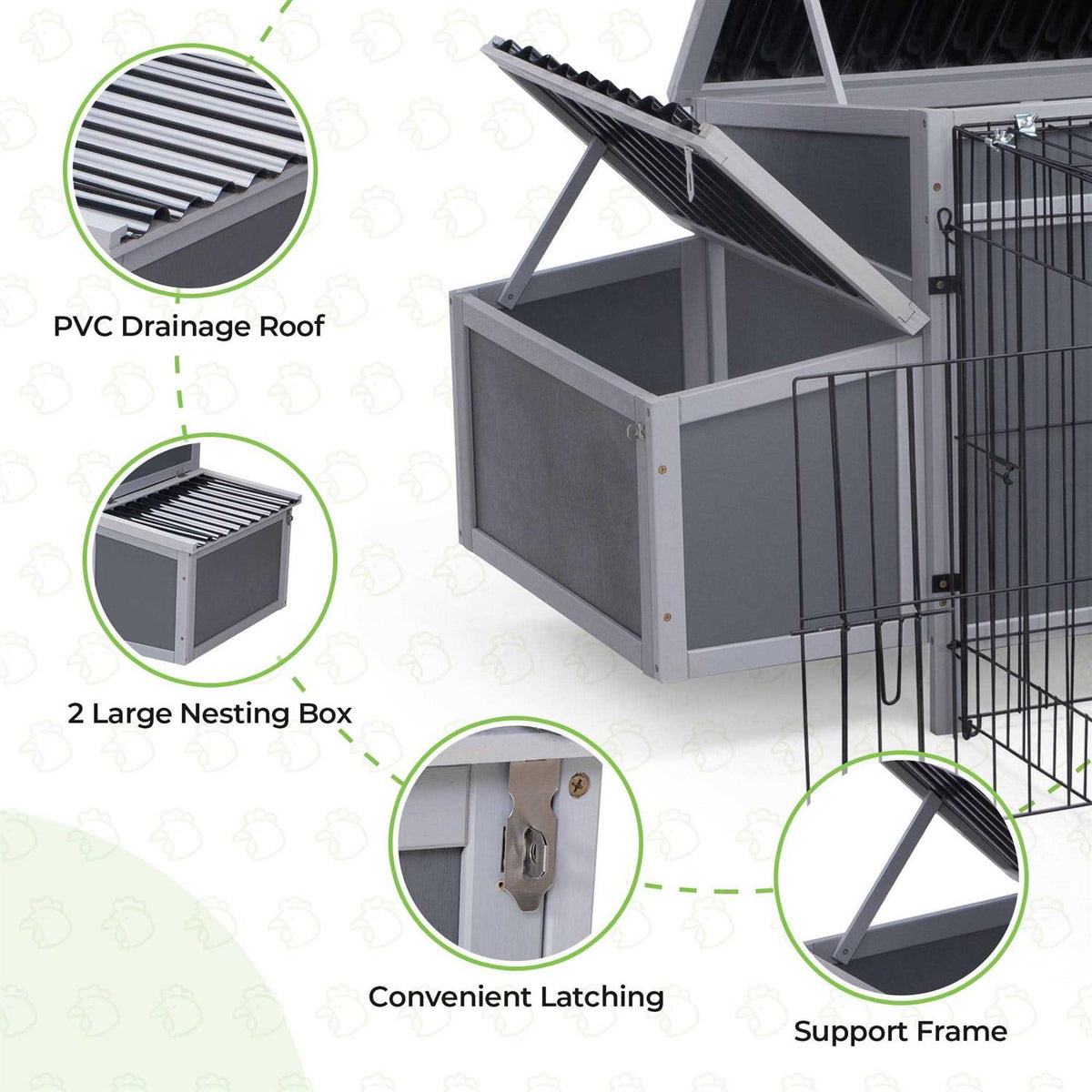 Outdoor Wooden Chicken Coop with Waterproof Roof U992760